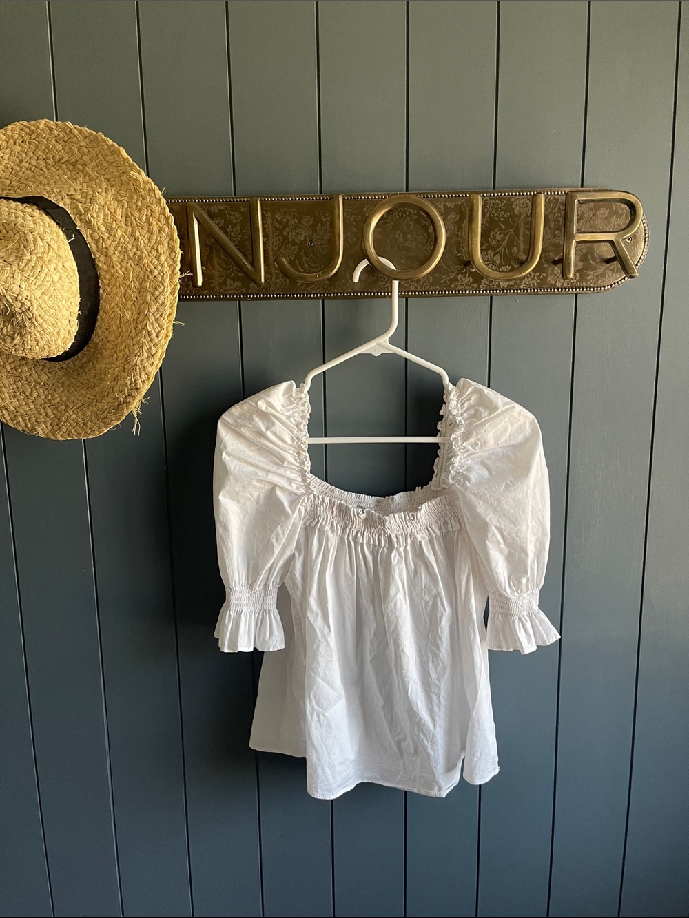 ASOS White Ruffle Smocked Neck Blouse